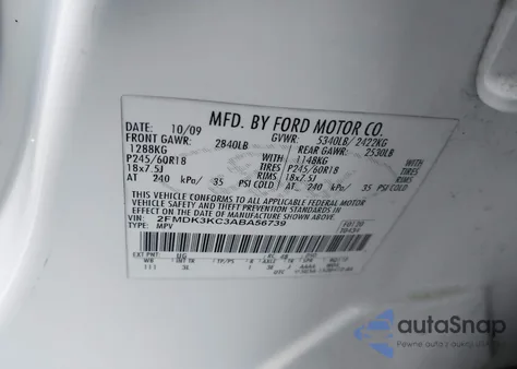 2010 Ford Edge Limited from USA, damaged, VIN 2FMDK3KC3ABA56739